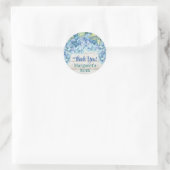 Sticker Rond Aquarelle Blue Hydrangea 80e anniversaire (Sac)