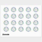 Sticker Rond Aquarelle Blue Hydrangeas Wreath Fête des mariées (Feuille)