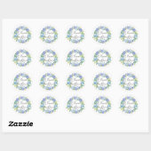 Sticker Rond Aquarelle Blue Hydrangeas Wreath Personnalisé (Feuille)