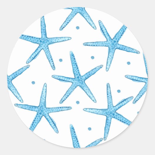 Sticker Rond Aquarelle Blue Sea Stars Motif (Devant)