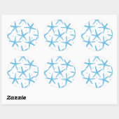 Sticker Rond Aquarelle Blue Sea Stars Motif (Feuille)