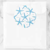 Sticker Rond Aquarelle Blue Sea Stars Motif (Sac)