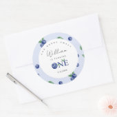 Sticker Rond Aquarelle Blueberry garçon 1er anniversaire (Enveloppe)