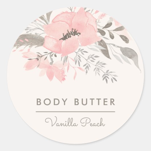 Sticker Rond Aquarelle Blush et Taupe Produit Business (Devant)