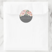 Sticker Rond Aquarelle Blush & Grey Floral Mariage (Sac)