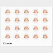 Sticker Rond Aquarelle Boho Arc-en-ciel Premier anniversaire (Feuille)