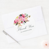 Sticker Rond Aquarelle Boho Chic Mariage Floral Merci (Enveloppe)
