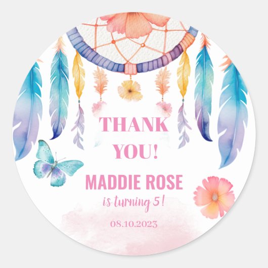 Sticker Rond Aquarelle Boho Dreamcatchers Favoriser les balises (Devant)