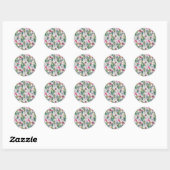 Sticker Rond Aquarelle Boho exotique Cactus et Motif succulent (Feuille)