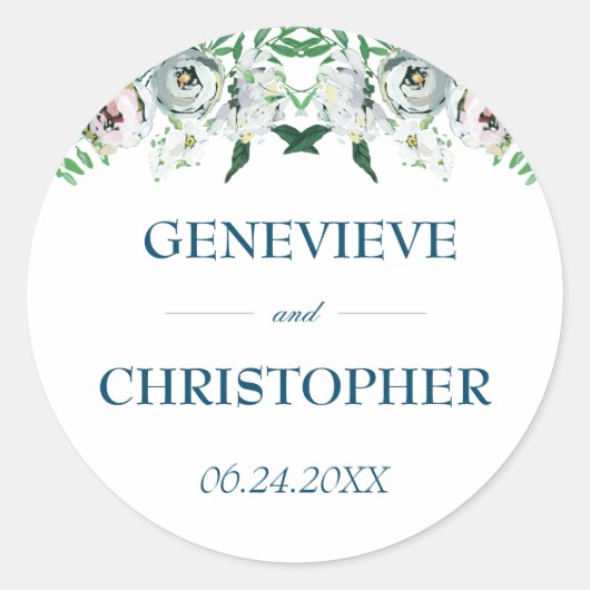 Sticker Rond Aquarelle Boho Floral Mariage géométrique (Devant)