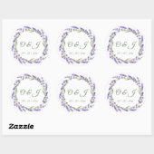 Sticker Rond Aquarelle Boho Lavender Mariage (Feuille)