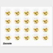 Sticker Rond Aquarelle Boho minimale Tournesol Mariage rustique (Feuille)
