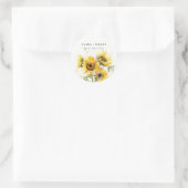 Sticker Rond Aquarelle Boho minimale Tournesol Mariage rustique (Sac)