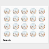 Sticker Rond Aquarelle Boho Ours Rustique Animaux Baby shower (Feuille)