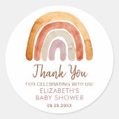 Sticker Rond Aquarelle Boho Rainbow Baby shower (Devant)