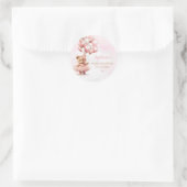Sticker Rond Aquarelle Boho rose Teddy Bear Baby shower fille (Sac)