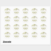 Sticker Rond aquarelle bois mariage floral (Feuille)