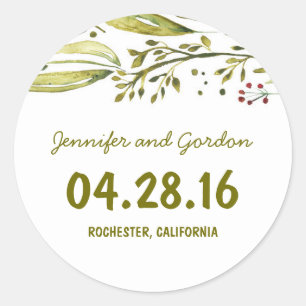 Sticker Rond aquarelle bois mariage floral