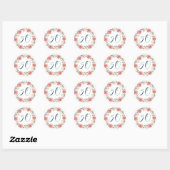 Sticker Rond Aquarelle Bordure Florale âge personnalisable (Feuille)
