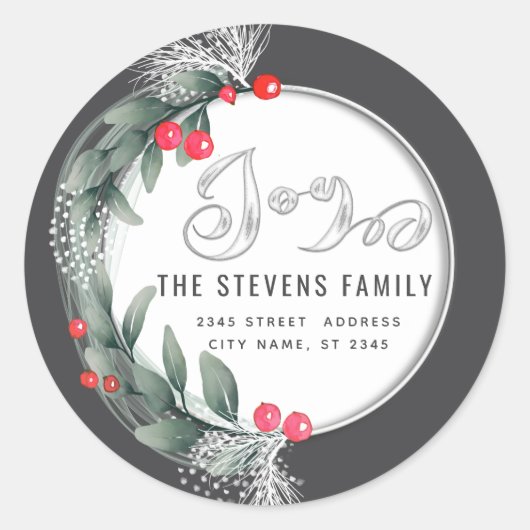 Sticker Rond Aquarelle botanique écriture de couronne joie hive (Devant)