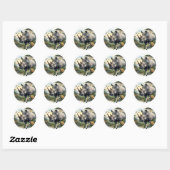 Sticker Rond Aquarelle botanique rhino (Feuille)