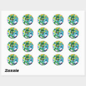 Sticker Rond Aquarelle botanique succulent (Feuille)