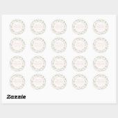 Sticker Rond Aquarelle botanique verte et rose | MERCI (Feuille)