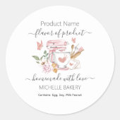 Sticker Rond Aquarelle Boulangerie Mélangeur de stand Nom du pr (Devant)