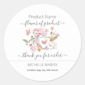 Sticker Rond Aquarelle Boulangerie Mélangeur de stand Nom du pr (Devant)