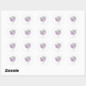Sticker Rond Aquarelle Bouquet Mariage Lilac ID654 (Feuille)