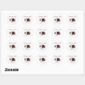 Sticker Rond Aquarelle Bourgogne Floral Mariage (Feuille)