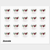 Sticker Rond Aquarelle Bourgogne Floral Mariage (Feuille)