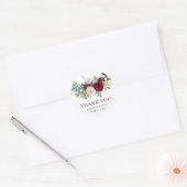 Sticker Rond Aquarelle Bourgogne Floral Mariage (Enveloppe)