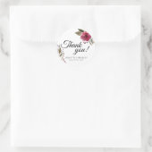 Sticker Rond Aquarelle Bourgogne Floral Mariage moderne (Sac)