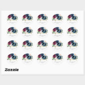 Sticker Rond Aquarelle Bourgogne Mariage de fleurs de marine (Feuille)