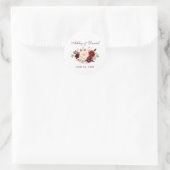 Sticker Rond Aquarelle Bourgogne Mariage Floral (Sac)