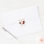 Sticker Rond Aquarelle Bourgogne Mariage Floral (Enveloppe)
