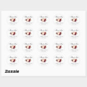 Sticker Rond Aquarelle Bourgogne Mariage Floral Merci (Feuille)