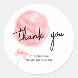 Sticker Rond Aquarelle Bow Cotton Baby shower bonbon