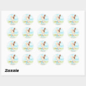 Sticker Rond Aquarelle Boy Bunny Baby shower ferme Merci (Feuille)