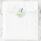 Sticker Rond Aquarelle Boy Bunny Baby shower ferme Merci (Sac)