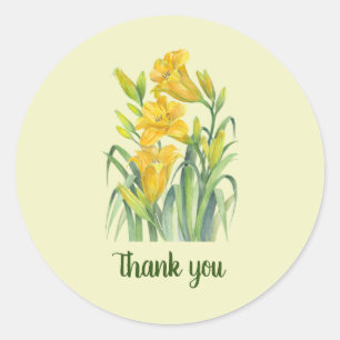 Sticker Rond Aquarelle Bright Jaune Lys Cercle