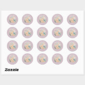 Sticker Rond Aquarelle Bunny Pâques Anniversaire Mignonne Merci (Feuille)