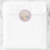Sticker Rond Aquarelle Bunny Pâques Anniversaire Mignonne Merci (Sac)