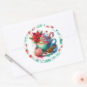 Sticker Rond Aquarelle cacao chaud, bâtonnets de cannelle Sucre (Enveloppe)