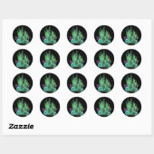 Sticker Rond Aquarelle, cactus (Feuille)