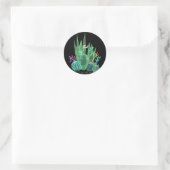 Sticker Rond Aquarelle, cactus, fleurs grand horloge (Sac)