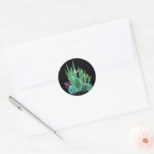 Sticker Rond Aquarelle, cactus, fleurs grand horloge (Enveloppe)