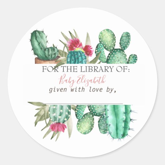 Sticker Rond Aquarelle Cactus Grossesse (Devant)