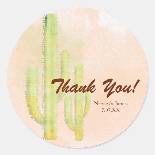 Sticker Rond Aquarelle Cactus Simple Sud-Ouest Faveur (Devant)